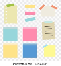 illustration of paper lists set. Colored set of sticky notes
