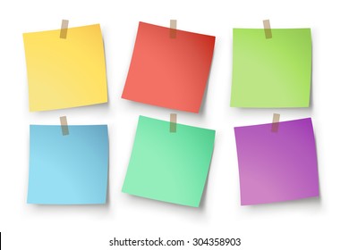 Different colorful sticky notes in pile on white Vector Image