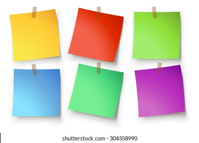 illustration of paper lists set with different shapes and color