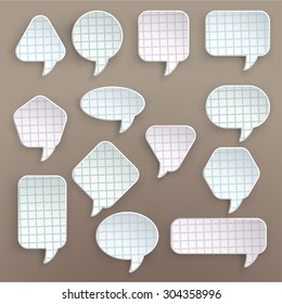 illustration of paper lists set with different shapes and color cells
