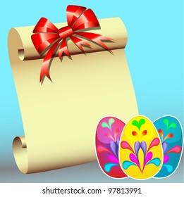 illustration paper for message with bow and  sticker