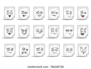 illustration of a paper note avatar icon set on isolated white background