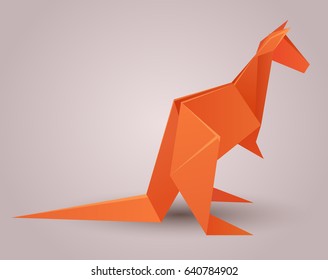 Illustration of a paper origami kangaroo. Paper Zoo. Vector element for your design