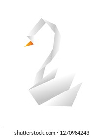 Illustration of a paper origami swan. Paper Zoo. Vector element for your design