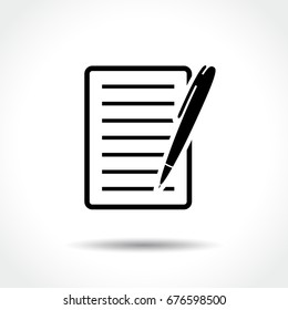 Illustration of paper with pen on white background
