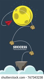 illustration of a  paper plane  into the space
Success in business. Vector illustration.