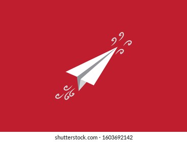 illustration of a paper plane with a red background