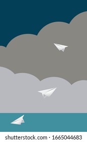 A Illustration Of The Paper Planes Flying In The Sky