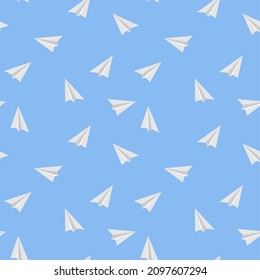 Illustration of paper planes. seamless pattern. vector background. can be used for wrapping paper, wallpaper, apparel, pattern fil, fabric pattern, book cover, bed sheet