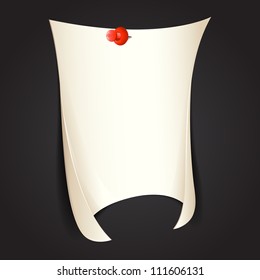 illustration of paper with push pin on abstract background