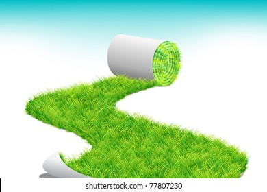 illustration of paper roll forming grass road