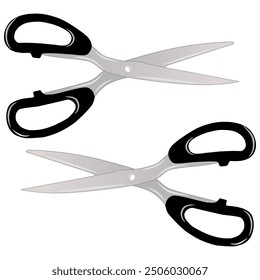 illustration of paper scissors with black handles and white bagron, scissors for cutting paper