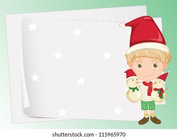 illustration of paper sheets and a boy