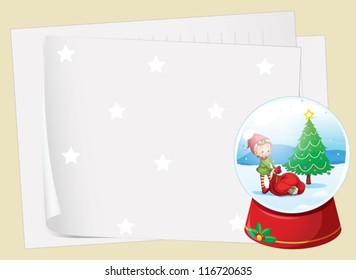 illustration of paper sheets and a girl on a blue background