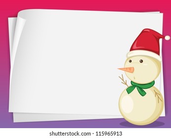 illustration of paper sheets and a snowman