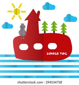 Illustration of paper ship