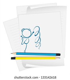 Illustration of a paper with a sketch of a dancer on a white background