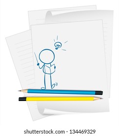 Illustration of a paper with a sketch of a person reading