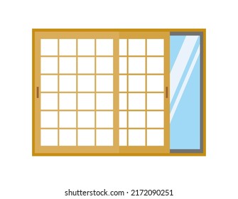 Illustration of paper sliding door.　Shoji .