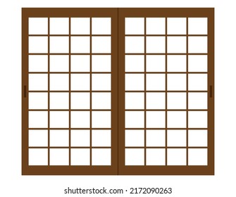 Illustration of paper sliding door.　Shoji .