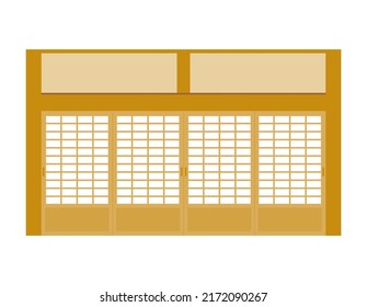Ilustración de la puerta corredera de papel. Shoji .