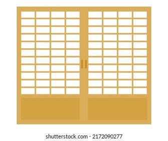 Illustration of paper sliding door.　Shoji .