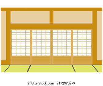 Illustration of paper sliding door.　Shoji .