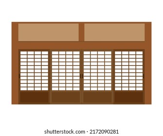 Illustration of paper sliding door.　Shoji .