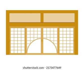 Ilustración de la puerta corredera de papel. Shoji .