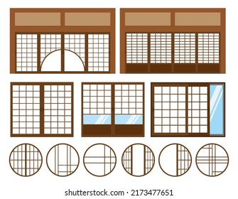 Illustration of paper sliding door.　Shoji .