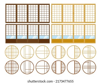 Illustration of paper sliding door.　Shoji .