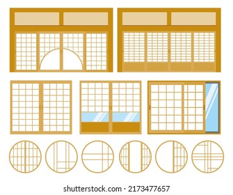 Illustration of paper sliding door.　Shoji .