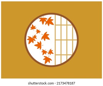 Illustration of paper sliding door.　Shoji .