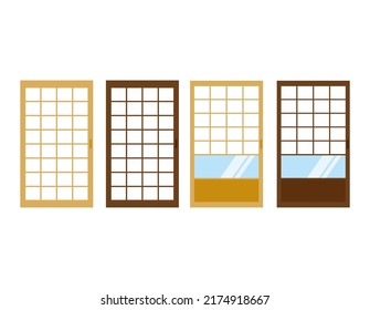 Illustration of paper sliding door.　Shoji .
