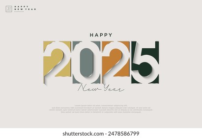 An illustration of paper split into New Year numbers 2025. Vector design for a New Year 2025 celebration. Design for a calendar, poster and greeting card.