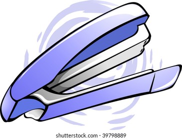 Illustration of a paper stapler on top of a paper	
