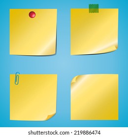 Illustration of paper sticky notes of various types.