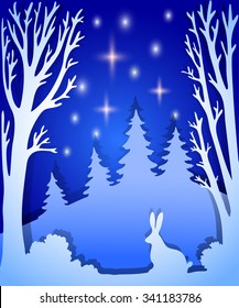 illustration of a paper winter landscape