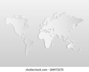 Illustration of a paper world map on a light background.