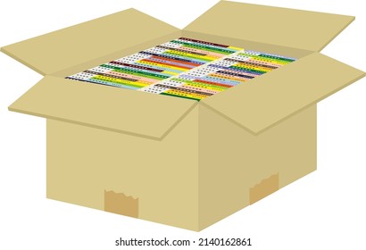 Illustration of a paperback book in a cardboard