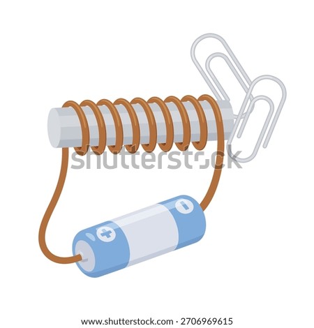 Illustration of a paperclip attached to an electromagnet