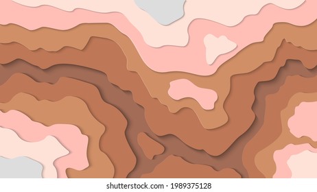 Illustration papercut vector graphic of ground texture on hills. brown and pink style coloring. good for wallpaper, background, banner element, book cover, name card, social media content, etc.