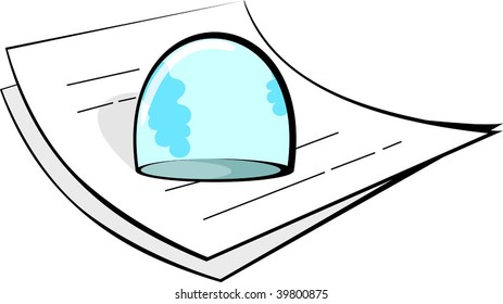 Illustration of a paperweight on op of papers	