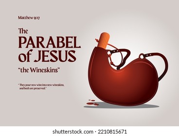 An Illustration of Parable of Jesus Christ about the Wineskins. Bible stories svg