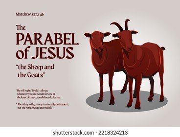 An Illustration of Parable of Jesus Christ about The Sheep and The Goats. Bible stories svg
