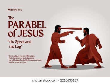 An Illustration of Parable of Jesus Christ about The Speck and The Log. Bible stories svg