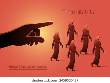 An Illustration of The Parable of the Ten Virgins. Bible stories svg