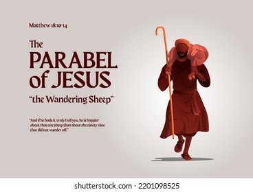 An Illustration of The Parable of the Wandering Sheep. Bible stories svg