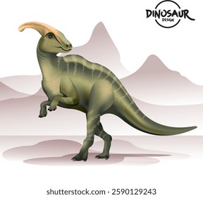 Illustration of a Parasaurolophus dinosaur