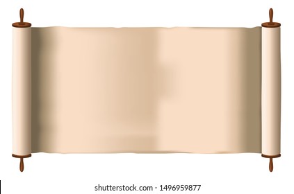 Illustration of a parchment scroll isolated on white background.